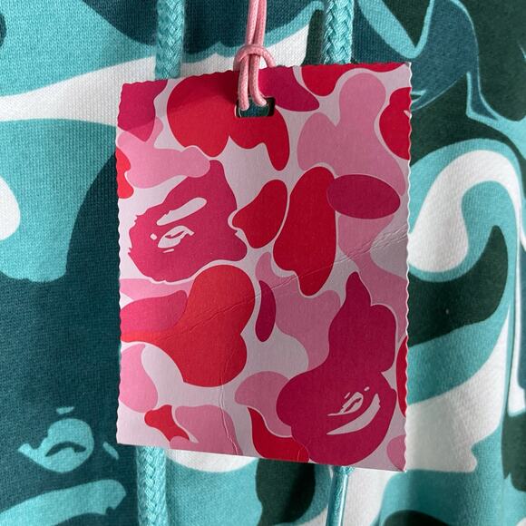 BAPE A Bathing Ape Marble Camo‎ Hoodie Shirred Waist Pullover Sz M Women’s - Picture 14 of 16